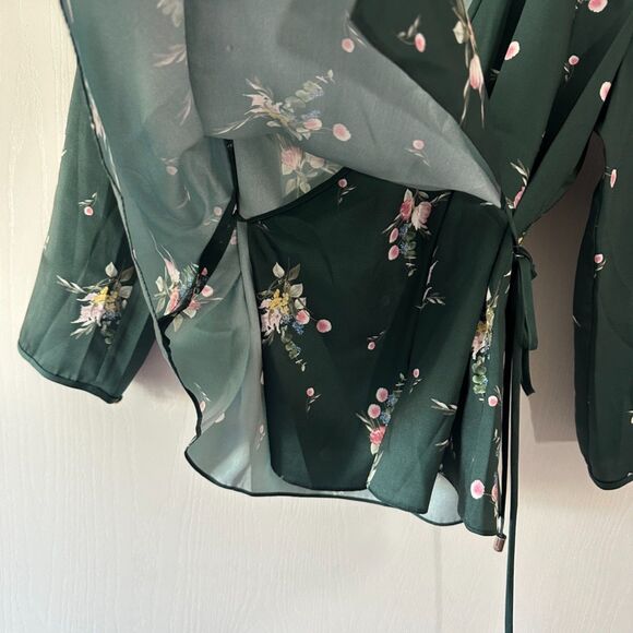 Ted Baker Womens Green Aleexx Floral Wrap Top Blouse Size 8 Medium - Picture 3 of 8